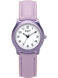 Purple children's watch with white dial and purple strap